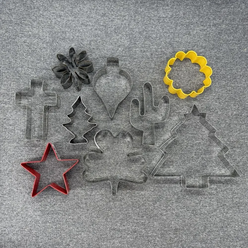 Vintage Christmas Holiday Cookie Cutter Lot Metal Stainless Tin Various Shapes